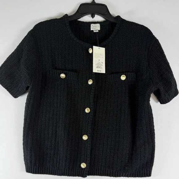 - A New Day™ Women's Short Sleeve Lady Jacket Cardigan Black - Picture 3 of 16